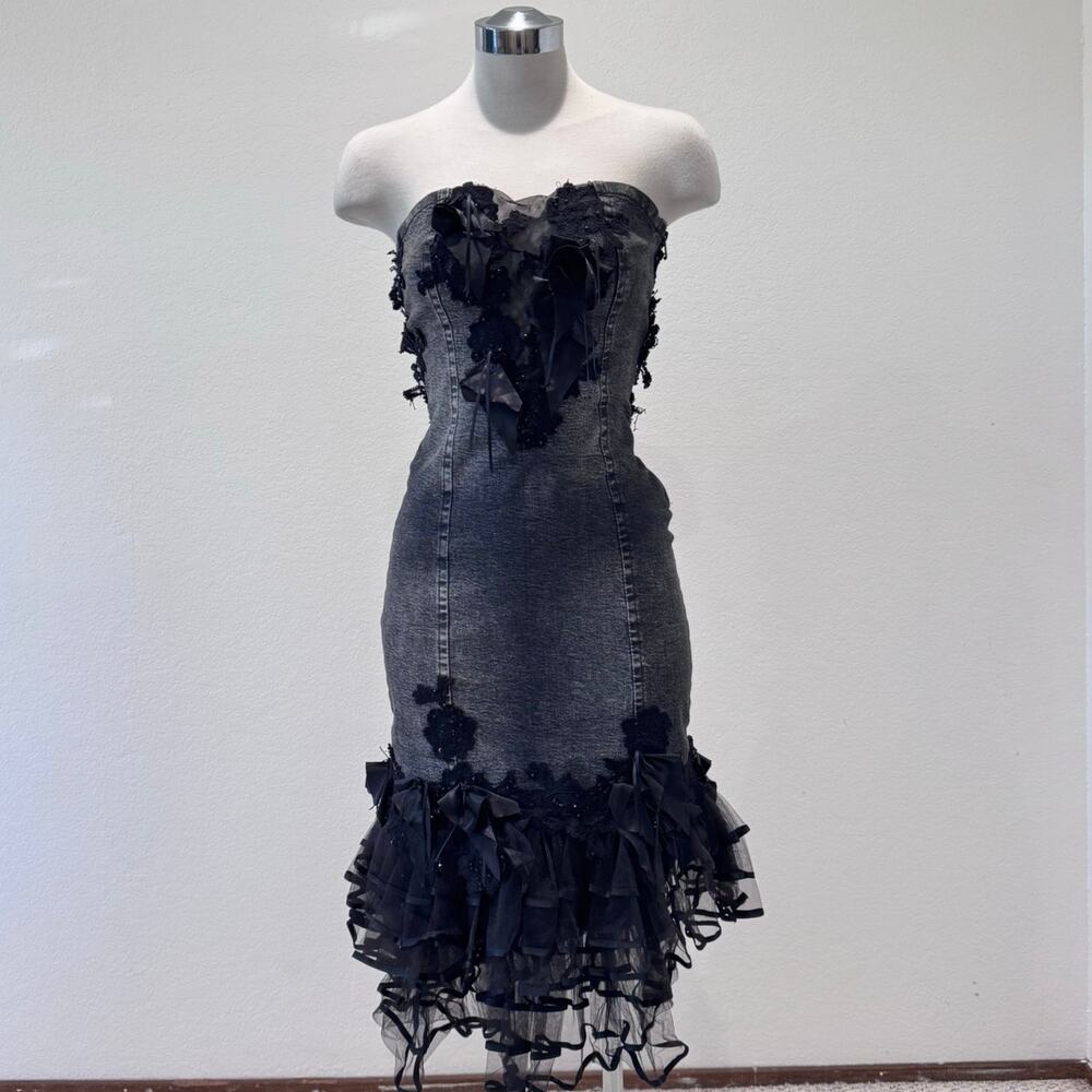 Celo Y2K Vintage Gothic corset denim dress embellishments size SM